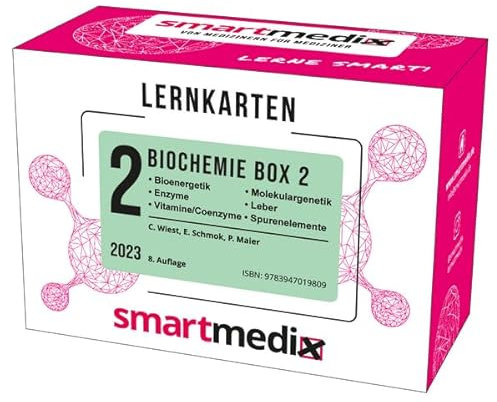 SmartMedix Lernkarten Biochemie Box 2: Bioenergetik, Enzyme, Enzymkinetik, Vitamine, Coenzyme, Molekulargenetik, Leber und Spurenelemente