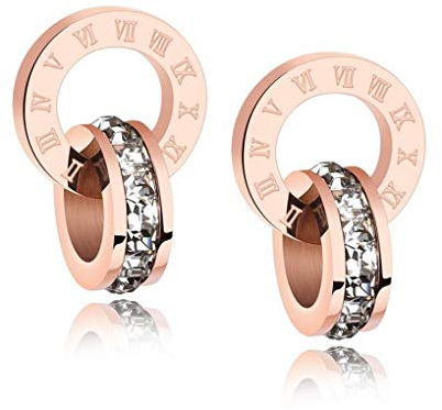 Crystalline Azuria Weiß Kristalle Rund Kreis Ohrstecker Ohrringe 18 kt Rosé Vergoldet für Damen