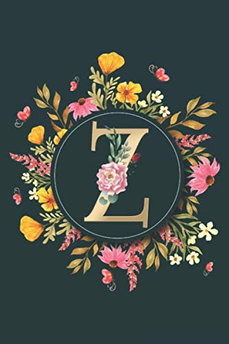Letter Z Notebook: Initial Monogram Letter Z Journal - Pretty Personalized Lined Notebook For Kids, Girls, Women. ruled notebook Size 6 x 9 inches - 120 Pages