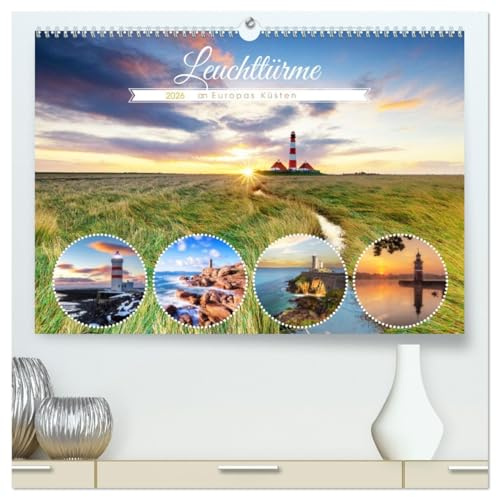 Leuchttürme - an Europas Küsten (hochwertiger Premium Wandkalender 2026 DIN A2 quer), Kunstdruck in Hochglanz: Die schönsten Leuchttürme Europas (CALVENDO Natur)