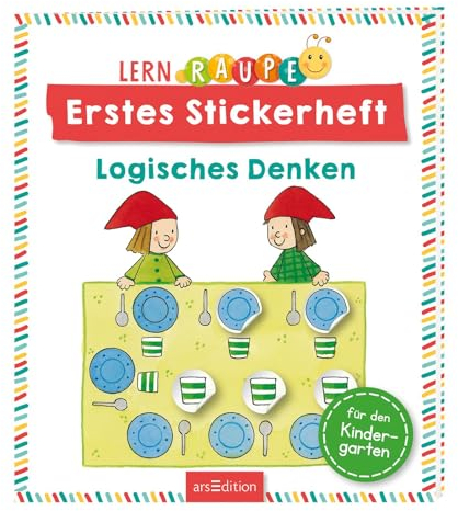 Lernraupe – Erstes Stickerheft – Logisches Denken: Rätsel- und Lernspaß mit kunterbunten Stickern für Kindergartenkinder