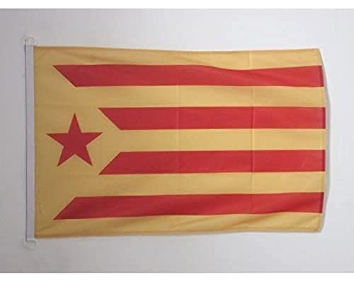 AZ FLAG Bandera de CATALUÑA ESTELADA VERMILLA 90x60cm Uso Exterior - Bandera Catalunya INDEPENDENTISTA GROGA 60 x 90 cm Anillos