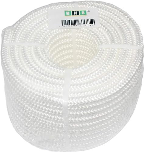 HKB 1 Stück Seil, PP-Seil, Weiss, aus Polypropylen, geflochten, 3mm stark, 20m aufgerollt, Hersteller HKB, Artikel-Nr. 81674