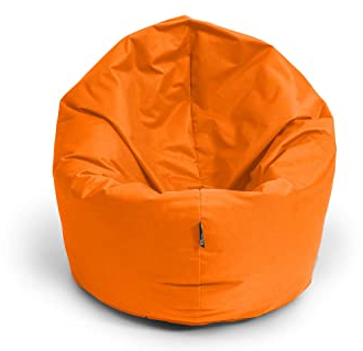 BuBiBag Sitzsack für Kinder und Jugendliche - Indoor Outdoor Bodenkissen, Sitzkissen oder als Gaming Sitzsack, geliefert mit Füllung (100 cm Durchmesser, orange)