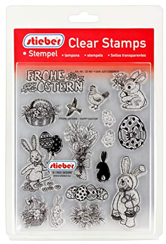 stieber Clear Stamps Transparente Stempel Sets (Bitte gewünschtes Motiv/Thema unten auswählen!) (Frohe Ostern - Happy Easter)