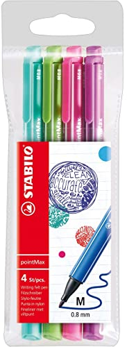 STABILO - Filzschreiber - pointMax - 4er Pack - Designfarben - eisgrün, hellgrün, rosarot, lila