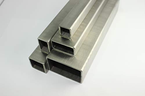 Edelstahl Vierkantrohr Rechteckrohr 40x20x2,0mm Länge=1000mm Geländer Quadratrohr V2A geschliffen Korn 240 Pfosten