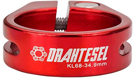 Drahtesel Fahrrad Sattelstütze, Sattel-klemme, Klemmring mit Schraubverbindung, Sattelstützenklemme (Rot, 34,9mm)