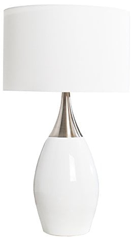 invicta INTERIOR Moderne Tischlampe CARLA weiß 60cm E27 Tischleuchte Wohnzimmerlampe Textilschirm Nachttischlampe