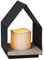 Star 062 – 90 Home Laterne mit LED Kerze Metall/Holz Schwarz 12 x 18 cm
