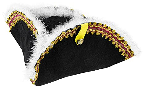W WIDMANN MILANO Party Fashion, Piraten-Tricorn-Hut, elegantes Design, hochwertiger Filz, Einheitsgröße, pflegeleicht, vielseitig für all Ihre Feste und Kostüme
