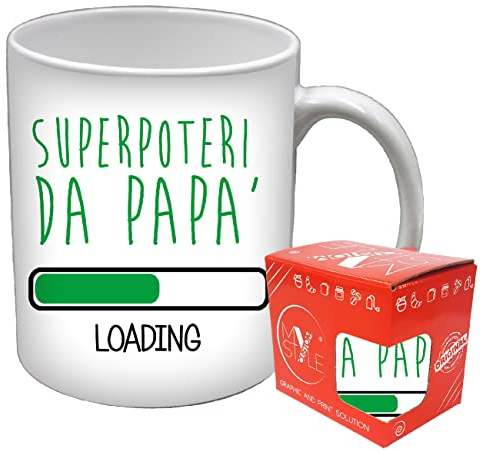 My Custom Style Keramiktasse, Modell Vatertag-Super poteri. Originalprodukt als Geschenk, oder um jeden Moment Ihres Tages einzigartig zu machen