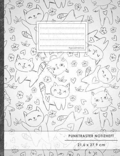 Punktraster Notizbuch • A4-Format, 100+ Seiten, Soft Cover, Register, „Lustige Katzen“ • Original #GoodMemos Dot Grid Notebook • Perfekt als Bullet Journal, Zeichenbuch, Skizzenbuch, Calligraphie Buch