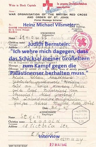 Judith Bernstein: Ich wehre mich dagegen, dass das Schicksal meiner Großeltern zum Kampf gegen die Palästinenser herhalten muss.: DE