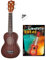 VOLT Complete Ukulelen-Set, 0401-6, Sopran Ukulele, 17 Bünde, Decke, Zarge und Boden aus Sapelli-Holz, klingt sauber und warm, ab 10 Jahre