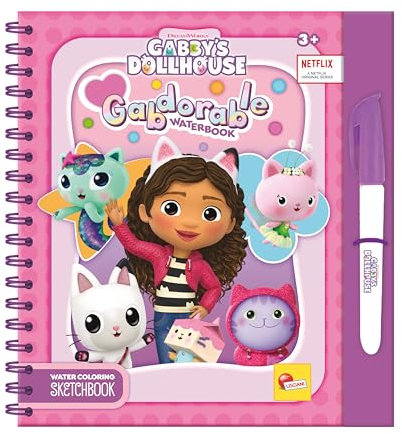 Lisciani - GABBY ET LA MAISON MAGIQUE - Carnet Coloriages Magiques à l'Eau GABDORABLE Pour Enfants dès 3 Ans - Livre 12 Pages avec Stylo à Eau - Activité Manuelle - Idée Cadeau Gabby's Dollhouse