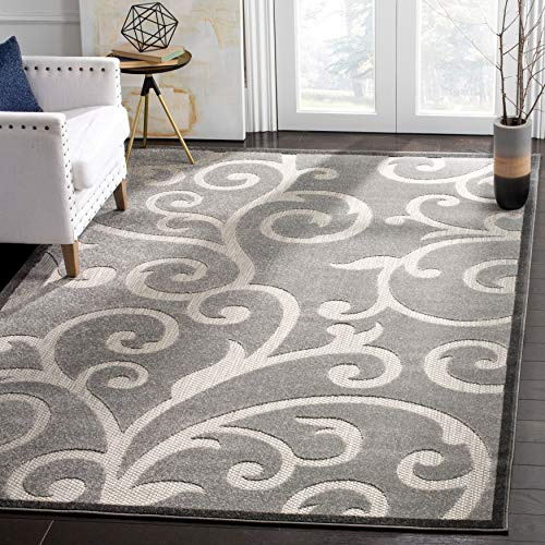 SAFAVIEH Traditionell Teppich für Wohnzimmer, Esszimmer, Schlafzimmer - Cottage Collection, Kurzer Flor, Grau, 244 X 340 cm