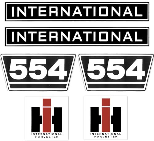 IHC International 554 Schwarz Weiß Klein Traktor Schlepper Aufkleber Klebefolie