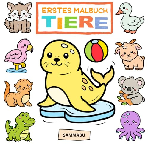 Erstes Malbuch Tiere ab 1 Jahr (Robbe): Ausmalen und Entdecken für Kinder ab 18 Monaten