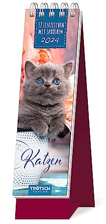 Trötsch Lesezeichenkalender Katzen 2024: Aufstellkalender Tischkalender