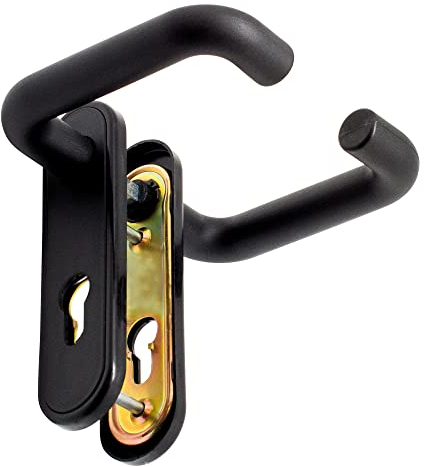 Micel - 00234 - Maniglia per porta con foro per serratura da 72 mm con piastra in acciaio e nylon in versione nera, 168 x 44 mm