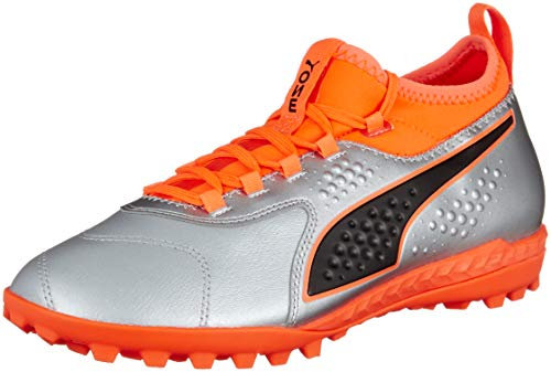 PUMA Herren ONE 3 LTH TT Fußballschuhe, Silver-Orange-Black