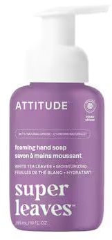 ATTITUDE Foaming Hand Soap, EWG Verified, Dermatologically Tested, Plant and Mineral-Based, Vegan Personal Care Products, White Tea Leaves, 295 mL