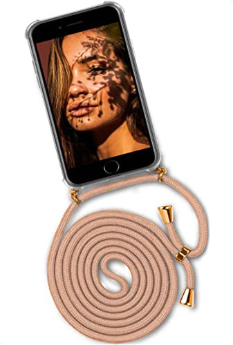 ONEFLOW Twist Case – Handyhülle mit Band für iPhone 6s Plus / 6 Plus - Handykette zum Umhängen, Hülle mit Kette abnehmbar, Handy Umhängeband, Schutzhülle und Kordel – Gold Beige