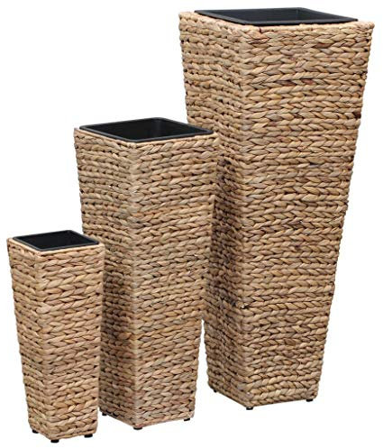 vidaXL Lot de 3 jardinières surélevées résistantes aux intempéries pour balcon, terrasse, pot de culture pour fleurs, herbes aromatiques, jacinthe d'eau, marron