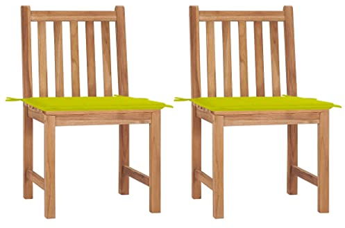 vidaXL 2X Teak Massiv Gartenstuhl mit Kissen Holzstuhl Stuhl Essstuhl Stühle Terrassenstuhl Balkonstuhl Gartenmöbel Gartenstühle Outdoor