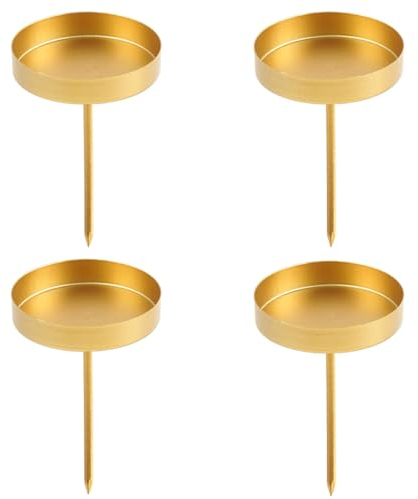 Kerzenhalter Adventskranz, 8 cm Kerzenständer Gold 4 Stück, Adventskerzenhalter Metall, Kerzenhalter Stumpenkerzen, Stabkerzenhalter Kerzenteller für Adventsgirlande Blumentopf