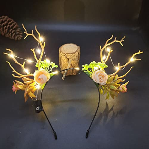 Prosy Serre-tête lumineux à LED en forme de bois de cerf pour femme et fille (multicolore 3)