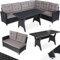 TecTake® Rattan Garden Furniture Set, 8 Seater Corner Sofa, 3 Piece Modular Sofa, 1 Table with Storage Shelf, Comfortable Seat and Back Cushions, for garden, patio, balcony - black