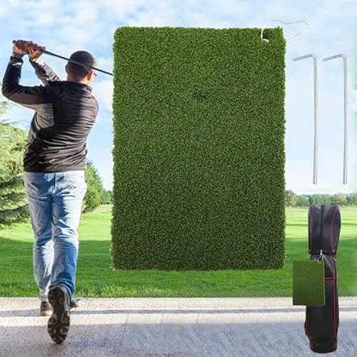 Golf Matte Abschlag Putting Chipping Training Outdoor Indoor Abschlagmatte Training Matte Tees mit Clip und Loch, Golfmattet Leicht Tragbar für Garten Hinterhof Fairway (35x20cm Kurz Grass