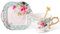fanquare Floral Tea Cup with Saucer, Vintage Coffee Tea Cup Set, Ceramic Coffee Cup for Breakfast Afternoon Tea, Green