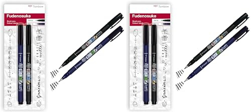 Tombow WS-BHS-2P Brush Pen Fudenosuke je 1 x mit Harter und weicher Spitze (Packung mit 2)