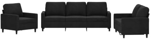 vidaXL Ensemble de Canapés avec Coussins 3 pcs, Canapés avec Accoudoirs Rembourrés, Ensemble de Meubles Salle de Séjour, Moderne, Noir Velours