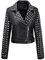 Giolshon Damen Motorradjacke aus Lederimitat mit Nieten lässig kurz Moto-Biker-Mantel Herbst-Outfits modische Kleidung 2024 3221 Schwarz XL