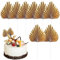 8 Pcs Paper Palm Fan Cake Toppers | Gold Palm Leaf Cupcake Toppers for Tropical Hawaiian Party, Wedding, Luau, Jungle Party Decor