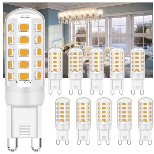 Ugvmn G9 LED Warmweiß 5W Entspricht 40W Halogenlampen, Kein Flimmern GU9 Warmweiss 2700K, G9 Leuchtmittel LED Lampen, Glühbirne 420lm, AC 220-240V, Nicht Dimmbar, 10er Pack