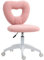 HOMCOM Schreibtischstuhl Bürostuhl Drehbar Homeoffice Stuhl mit Herzförmige Rückenlehne, ohne Armlehne Höhenverstellbarer Teddy-Fleece Schminktisch Stuhl für Arbeitszimmer, Rosa