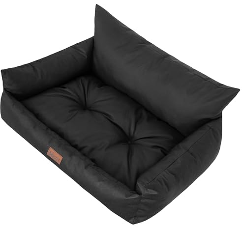 DOGGY Hundebett - Hundekorb für kleine mittelgroße & große Hunde – Haustierbett – Hundesofa – Hundematratze - Tierbett - XXL 106x80 cm - Schwarz