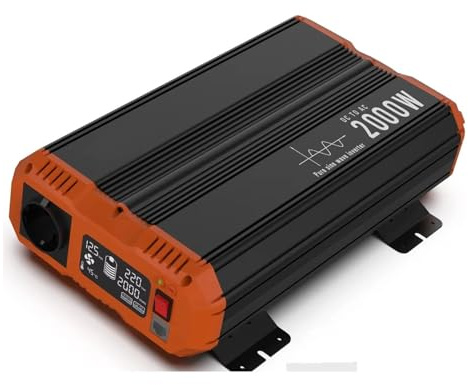 Onduleur Onduleur Sinusoïdal Pur 12 V À 220 V 5000 W Transformateur Voiture Prise UE Écran LCD Télécommande pour Camping-Cars Transformateur(12V,2500W)