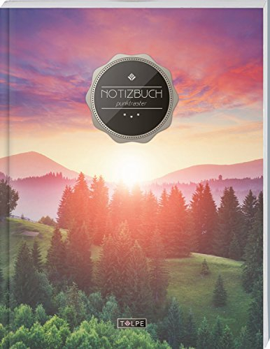 TULPE Punktraster Notizbuch A4 „C041 Horizont“ (140+ Seiten, Vintage Softcover, Punktkariertes Papier - Bullet Journal, Dickes Notizheft, Skizzenbuch, Tagebuch, Gepunktete Seiten, Dot Grid Notebook)