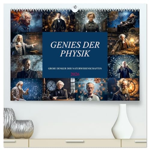 Genies der Physik (hochwertiger Premium Wandkalender 2026 DIN A2 quer), Kunstdruck in Hochglanz: Monat für Monat eden Monat ein herausragendes Genie ... im Bild. (CALVENDO Wissenschaft)