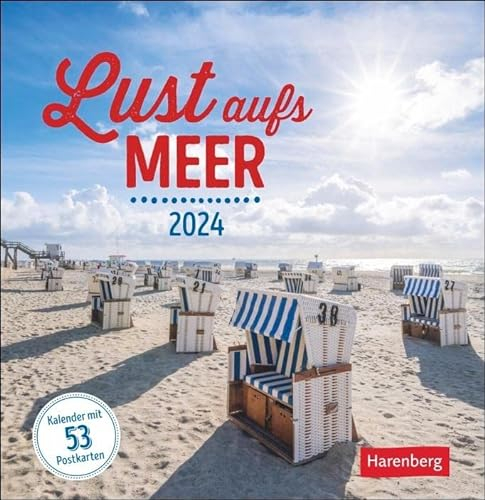 Lust aufs Meer Postkartenkalender 2024. Wochen-Tischkalender zum Aufstellen: Ein Strandspaziergang für Zuhause und zum Verschicken! Wöchentlich neue Urlaubsgefühle: Wochenkalender mit 53 Postkarten