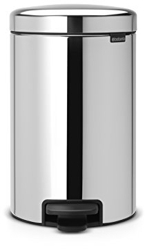 Brabantia 113888 Pedal Bin newIcon with Metal Inner Bucket, 12 Litre - Brilliant Steel