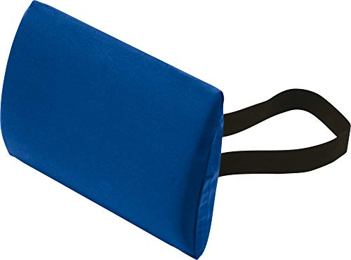 THERALINE Lordosekissen Lendenkissen 32x23 cm mit Bezug Köper Blau | Unterstützt die Lendenwirbelsäule bei Rückenschmerzen | Ideal für Auto, Büro & Zuhause | Inkl. Halteband zur Befestigung