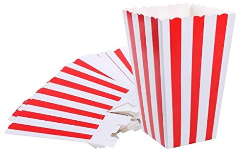 Popcorn Boxes Paper Popcorn Bags Holder White Red Striped Pack of 24