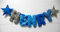 Stoffbuchstaben, Wandbuchstaben, Namenskette, Wunschname *Farbe: blau grau*